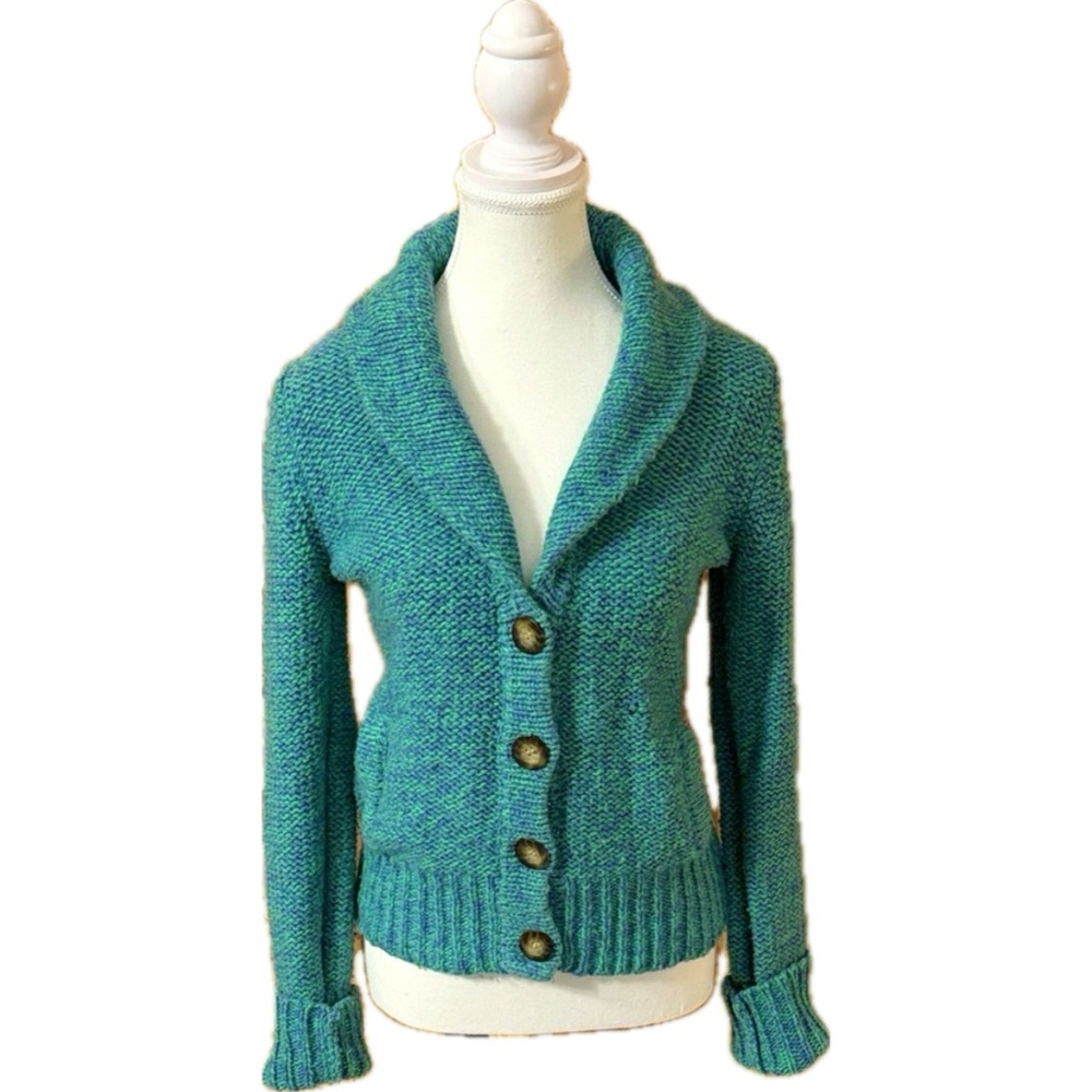 AE Vintage 2009 Teal Blue Green Knit Button Cardigan XS